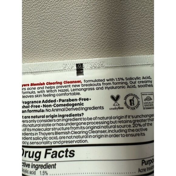 THAYERS Blemish Clearing Face Cleanser 4.4oz/132ml - Picture 3 of 4